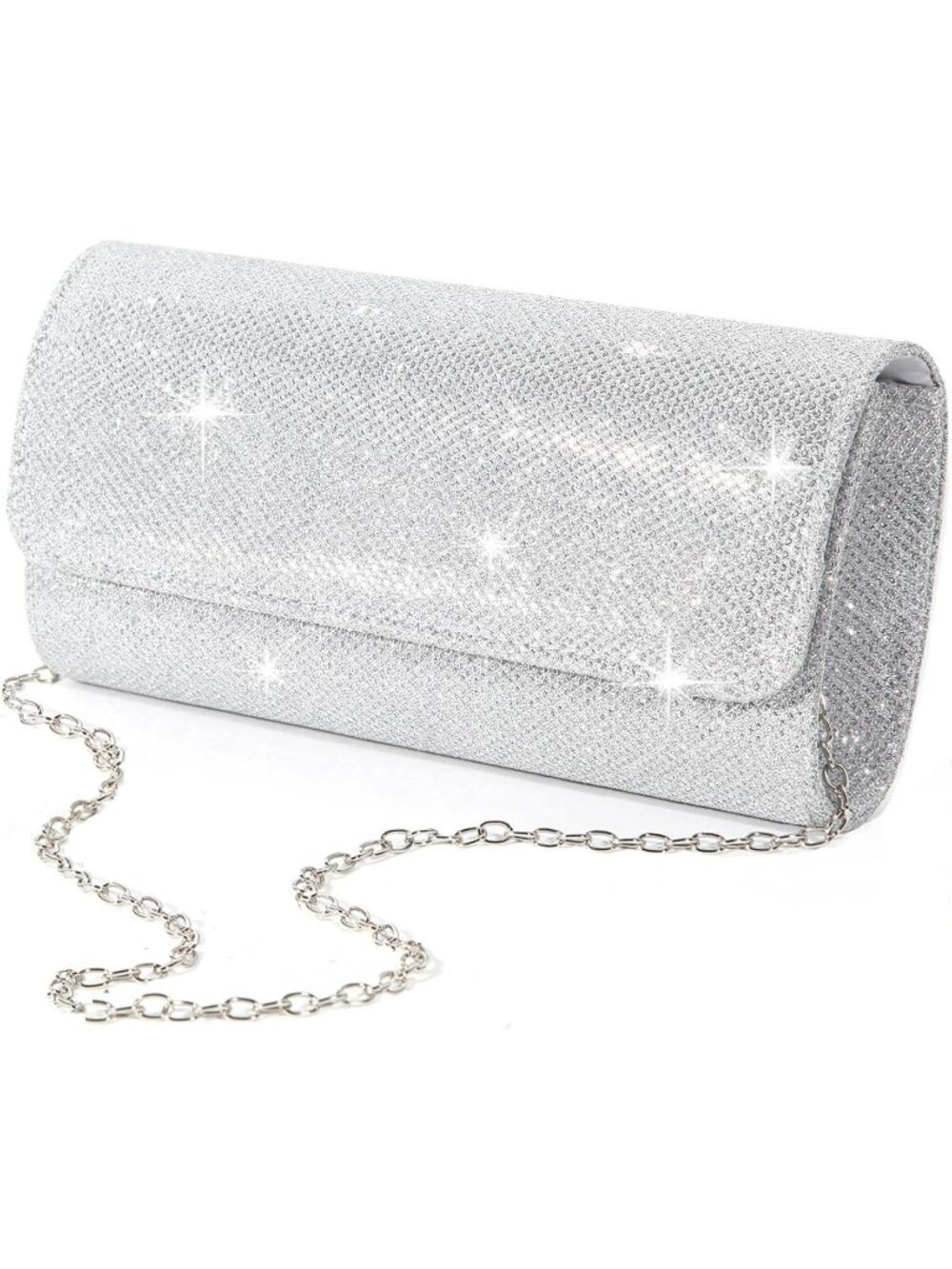 〽️ Women's Silver Sparkling Evening Clutch Purse Wedding Formal Handbag Bag